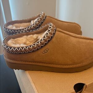 UGG Chestnut Suede Slip-Ons with Plush Lining